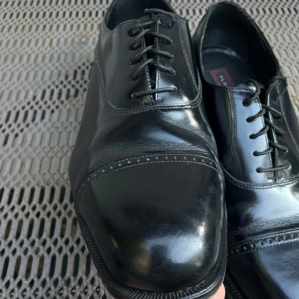 Florsheim Oxford Shoes Men 11 3E Black Leather Cap Toe Brogue 17067-01
